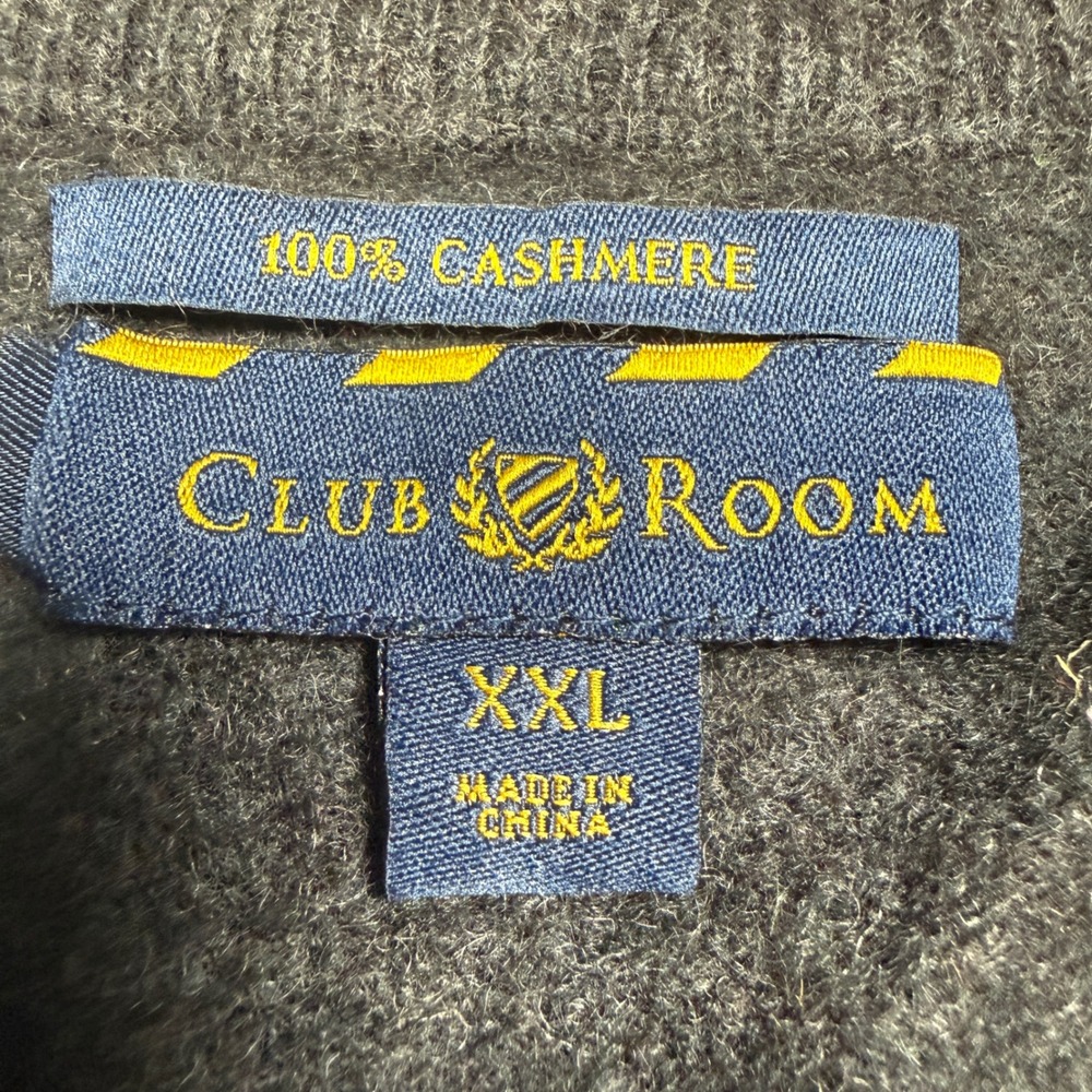 Club Room Cashmere Sweater Mens XXL Gray V-Neck Fair Isle Stripe Pullover READ - Picture 3 of 8